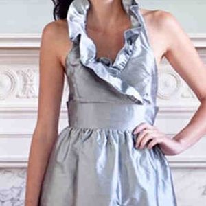 LulaKate Olive Ruffled Collar Bridesmaid dress